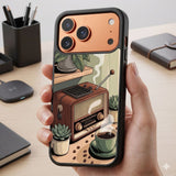 Vintage Coffee And Radio Protective Case Compatible with iPhone, Samsung & Google Pixel FX0293