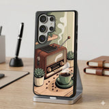 Vintage Coffee And Radio Protective Case Compatible with iPhone, Samsung & Google Pixel FX0293