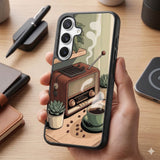 Vintage Coffee And Radio Protective Case Compatible with iPhone, Samsung & Google Pixel FX0293
