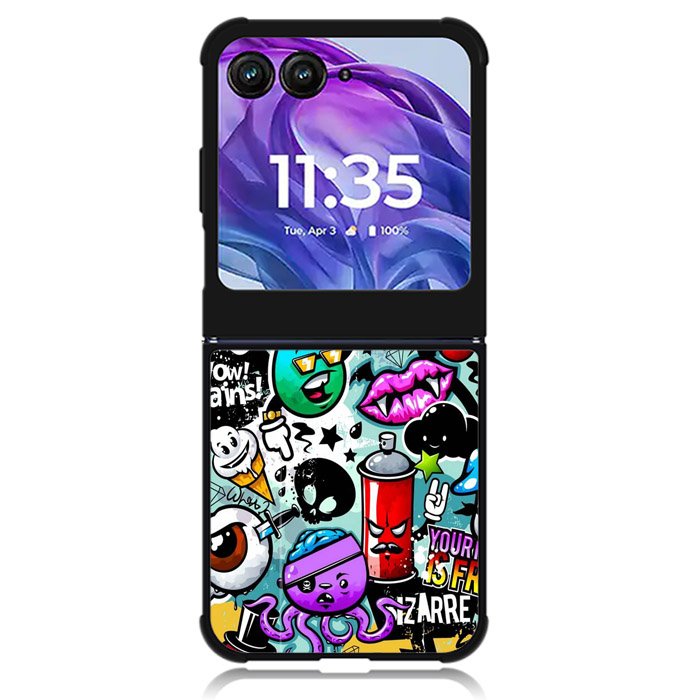 Cartoon Graffiti Motorola Moto Razr 2024 , Moto Razr 50 Case