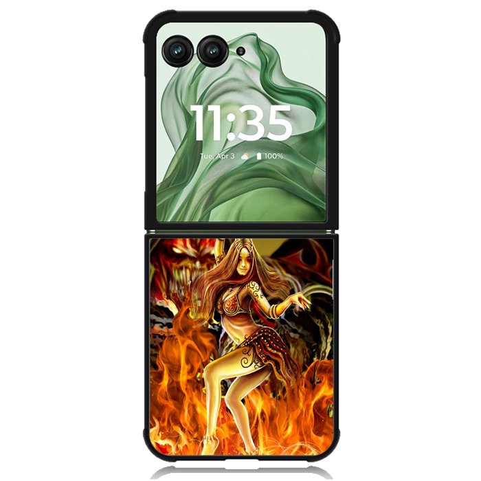 fire women X1048 Motorola Moto Razr+ Plus 2024/2025 Case, Motorola Razr 50 Ultra/50s Ultra Case