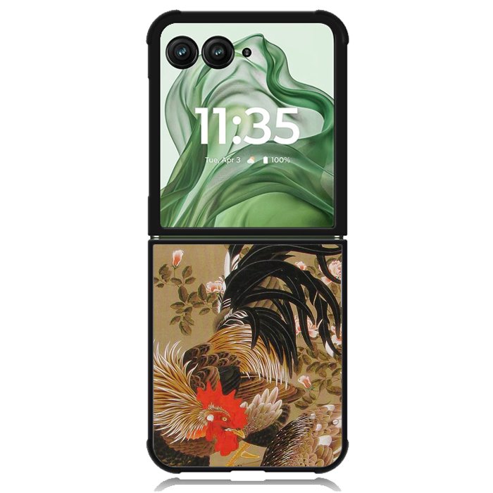 Ito Jakuchu Rooster  X1552 Motorola Moto Razr+ Plus 2024/2025 Case, Motorola Razr 50 Ultra/50s Ultra Case