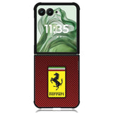 Ferrari Logo Red Carbon X4707 Motorola Moto Razr+ Plus 2024/2025 Case, Motorola Razr 50 Ultra/50s Ultra Case