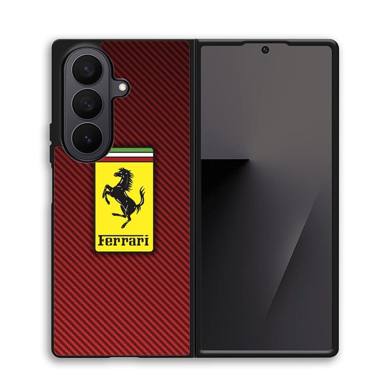Ferrari Logo Red Carbon X4707 Samsung Galaxy Z Fold 7 Case
