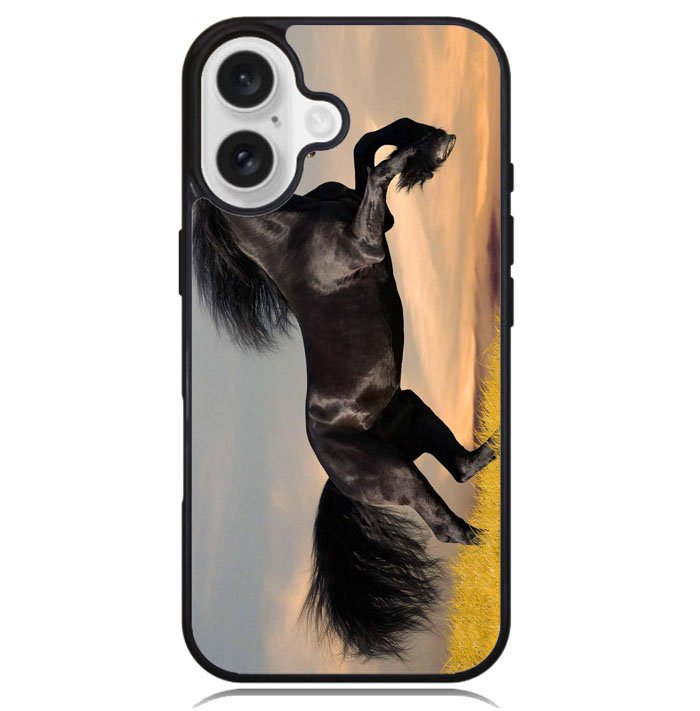 Horse black running X4653 iPhone 16 Case