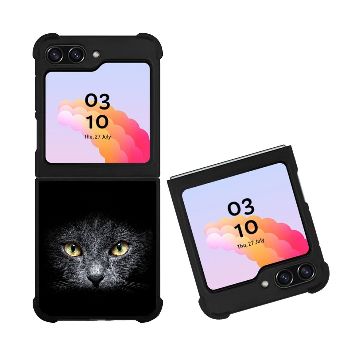 Black Cat Face Case Samsung Galaxy Z Flip 5 5G BC0410