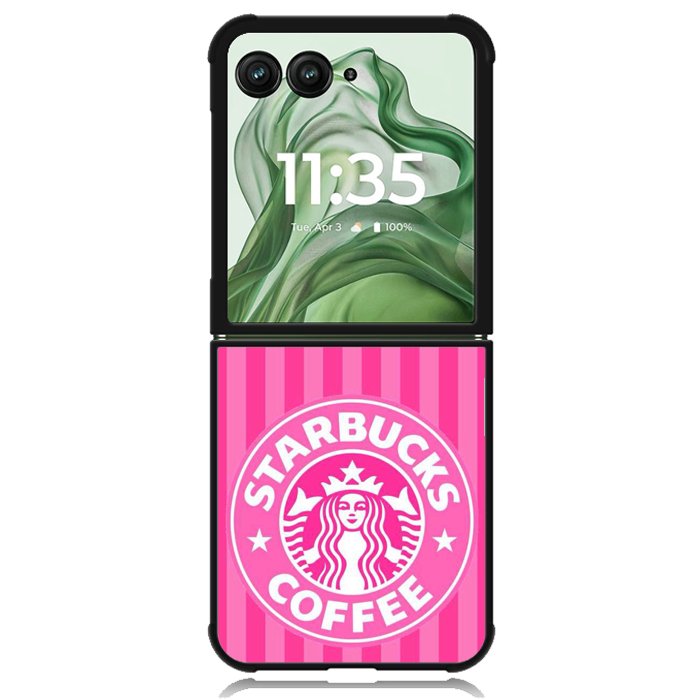 Starbucks Pink Stripes X5719 Motorola Moto Razr+ Plus 2024/2025 Case, Motorola Razr 50 Ultra/50s Ultra Case