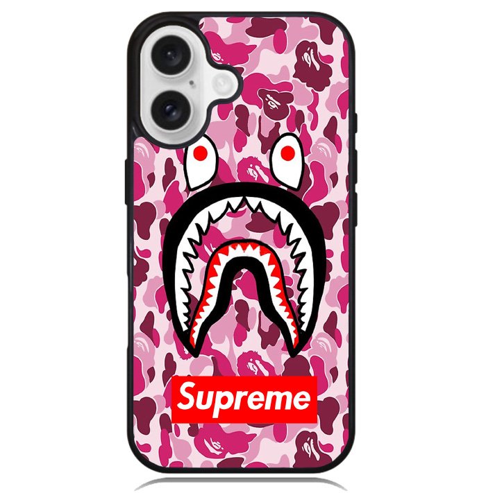Shark Face Pink Camo Case iPhone 16 BC0550