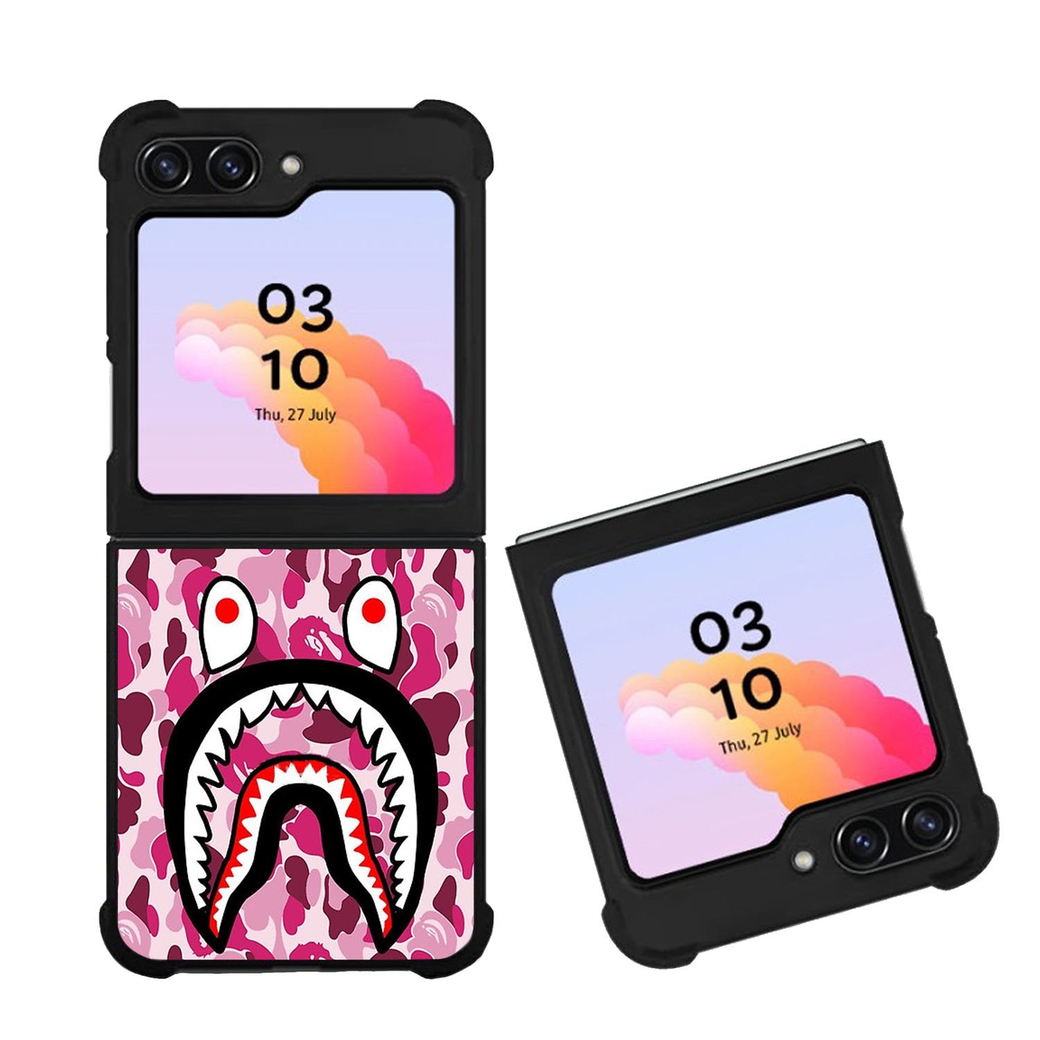 Shark Face Pink Camo Case Samsung Galaxy Z Flip 5 5G BC0550