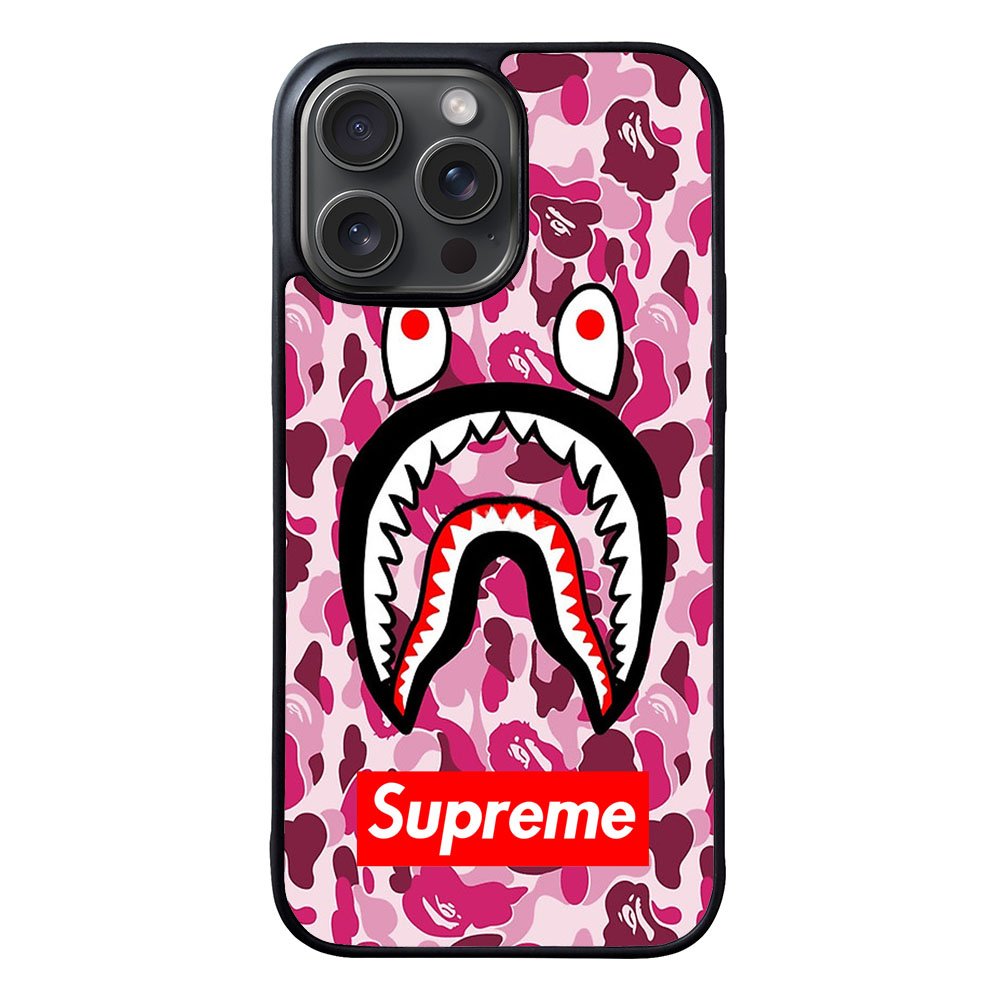 Shark Face Pink Camo Case iPhone 15 Pro Max BC0550