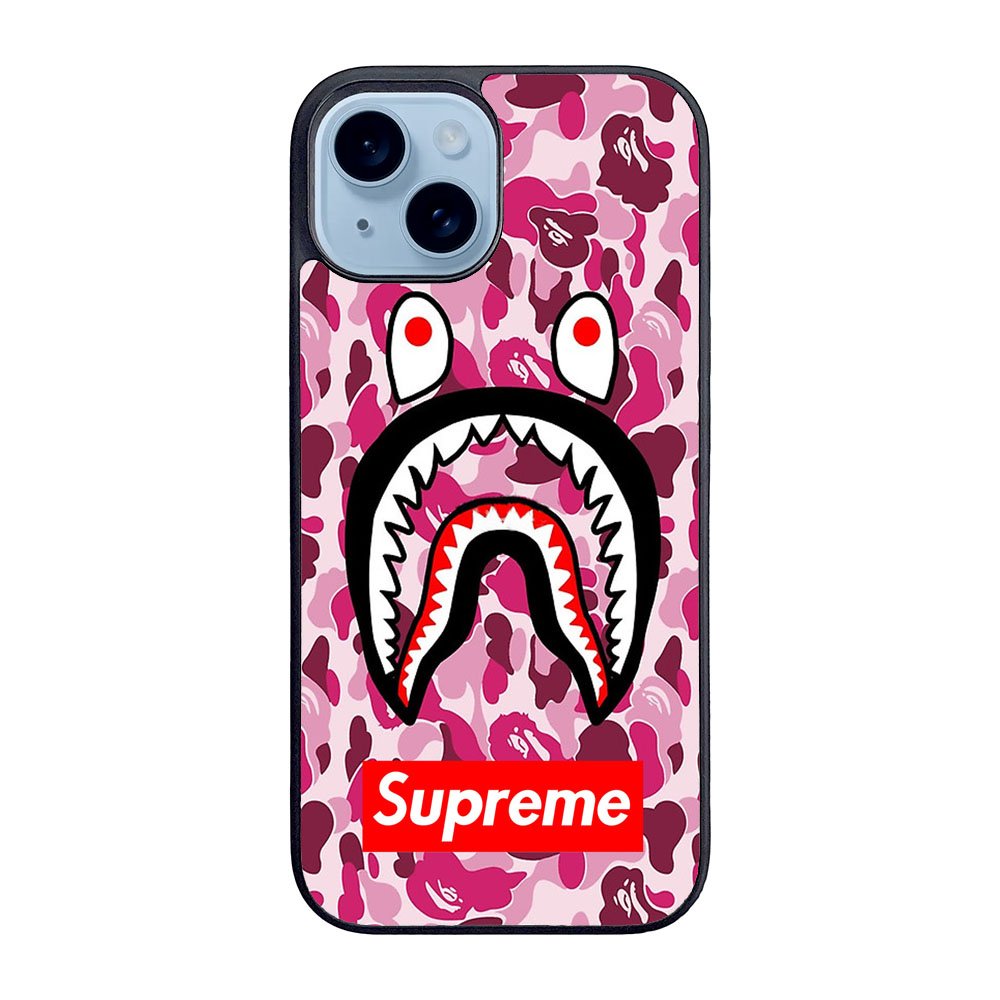Shark Face Pink Camo Case iPhone 15 BC0550