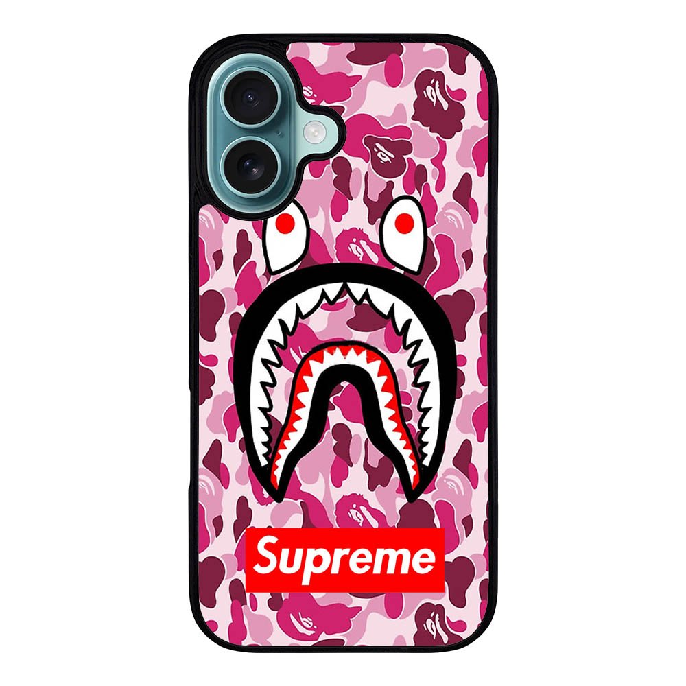 Shark Face Pink Camo Case iPhone 16 Plus BC0550