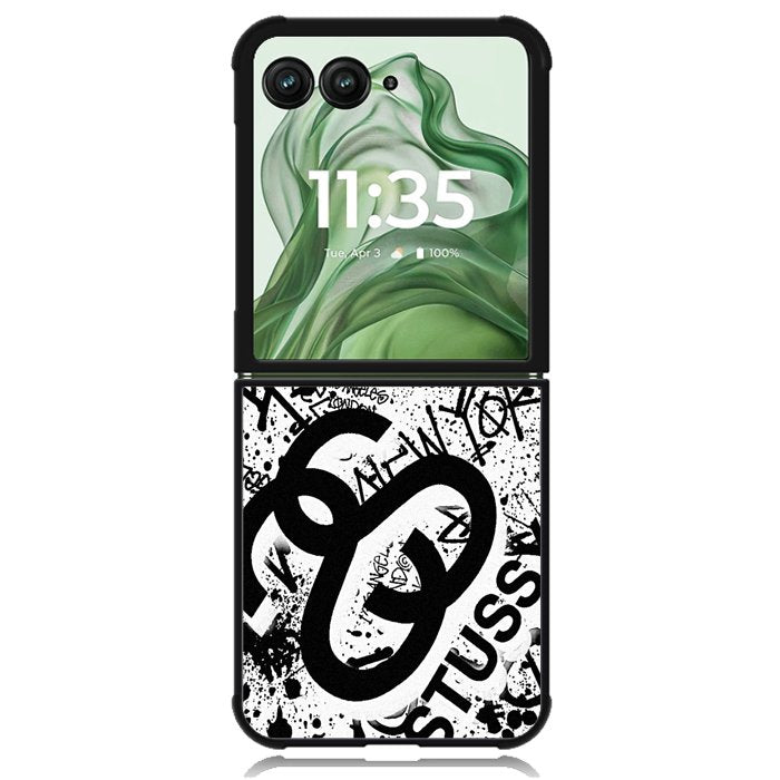 stussy silver X6150 Motorola Moto Razr+ Plus 2024/2025 Case, Motorola Razr 50 Ultra/50s Ultra Case