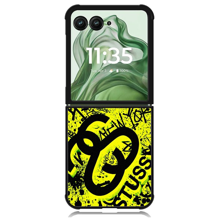 stussy yellow X6147 Motorola Moto Razr+ Plus 2024/2025 Case, Motorola Razr 50 Ultra/50s Ultra Case