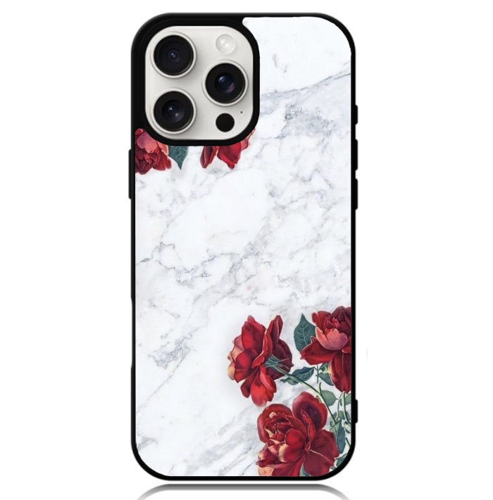 Marble With Roses Case iPhone 16 Pro BC0847