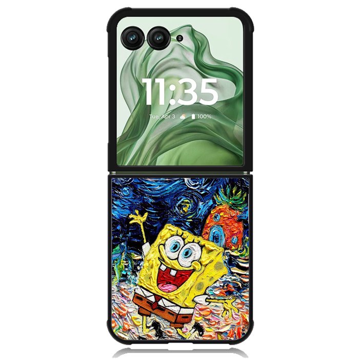 Spongebob Squarepants Art X9011 Motorola Moto Razr+ Plus 2024/2025 Case, Motorola Razr 50 Ultra/50s Ultra Case