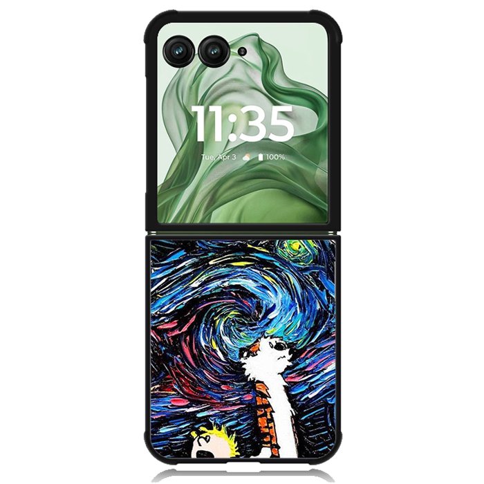 Calvin and Hobbes Art Starry Night X9177 Motorola Moto Razr+ Plus 2024/2025 Case, Motorola Razr 50 Ultra/50s Ultra Case