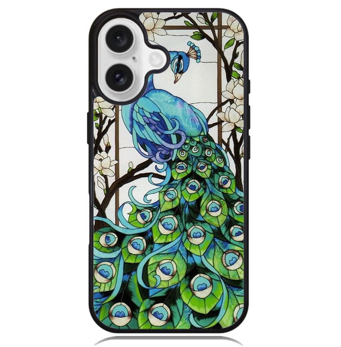 peacock stained glass X9167 iPhone 16 Plus Case