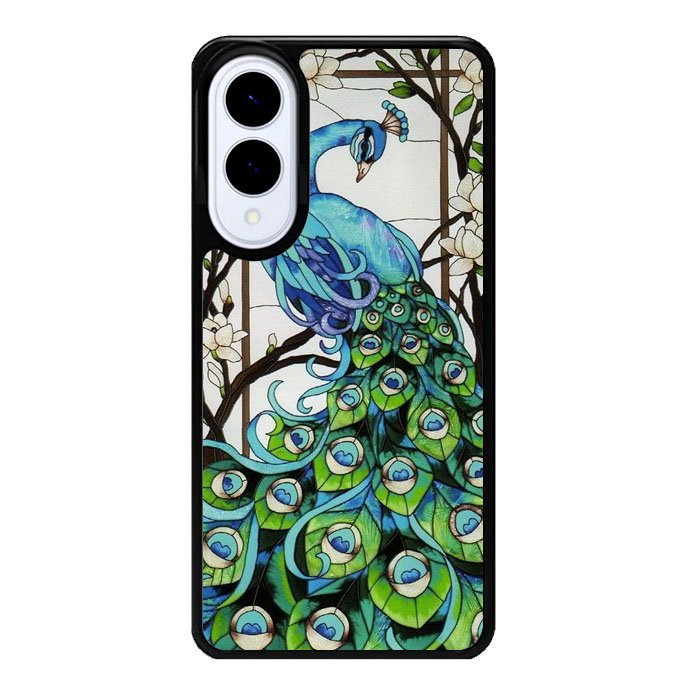 peacock stained glass X9167 Samsung Galaxy S25 Edge Case