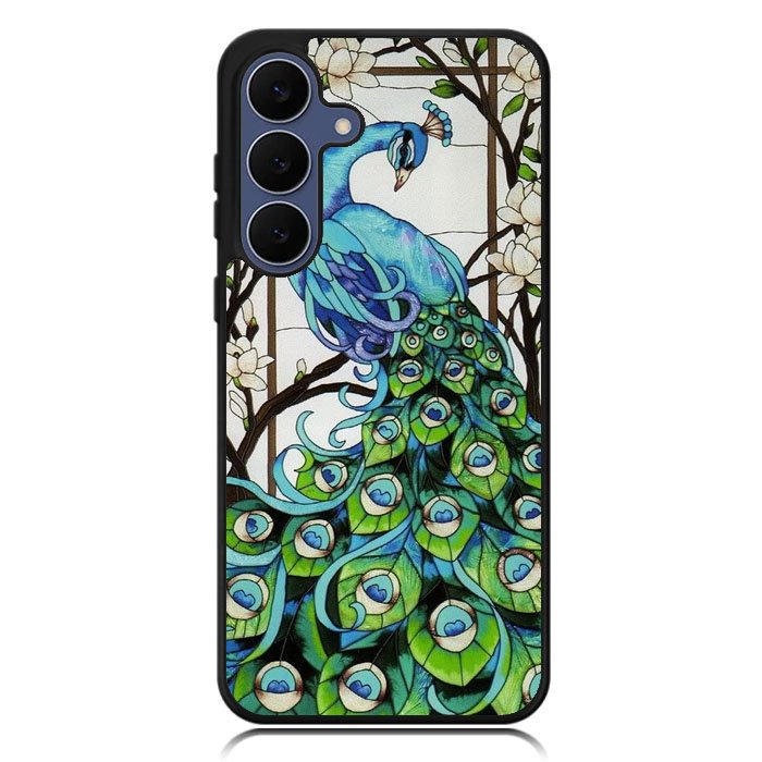 peacock stained glass X9167 Samsung Galaxy S25 FE Case