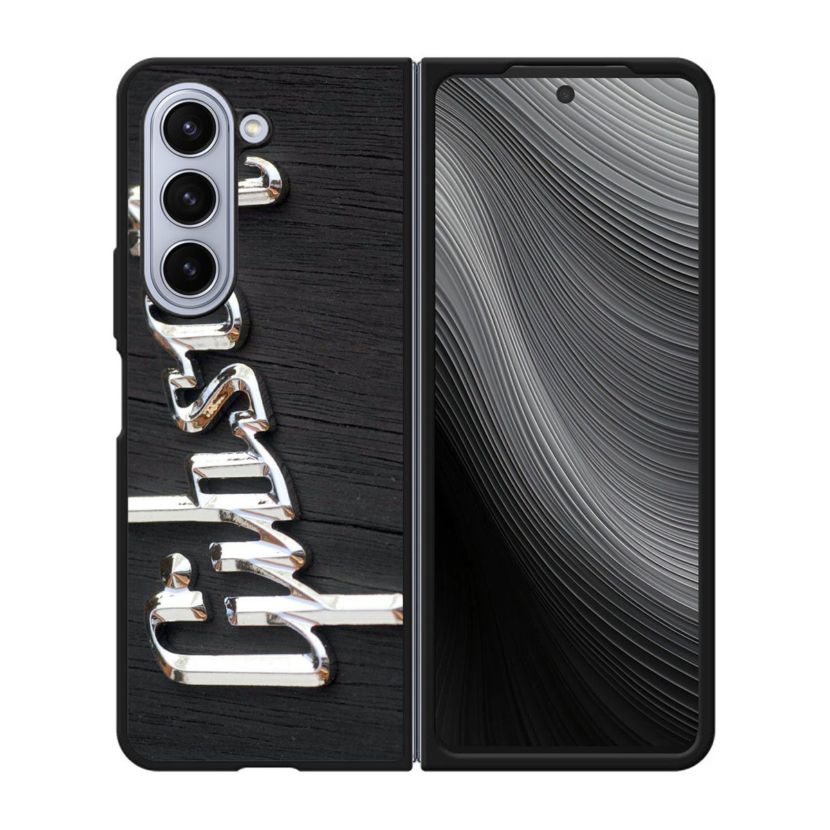Gibson Raised logo Chrome Case Samsung Galaxy z Fold 5 5G BC0962