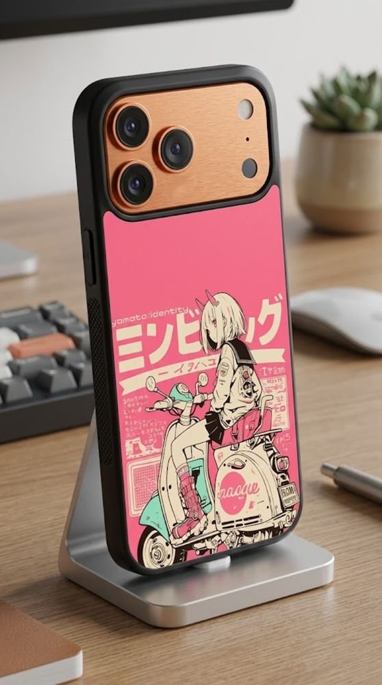 Pink Scooter Girl Protective Case Compatible with iPhone, Samsung & Google Pixel GH0007