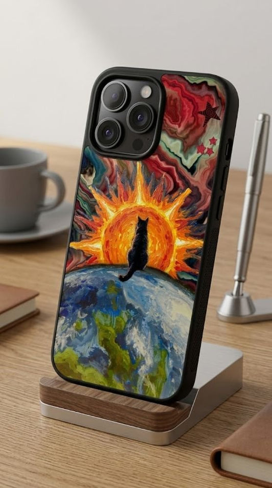 Cosmic Cat Observer Protective Case Compatible with iPhone, Samsung & Google Pixel GH0016