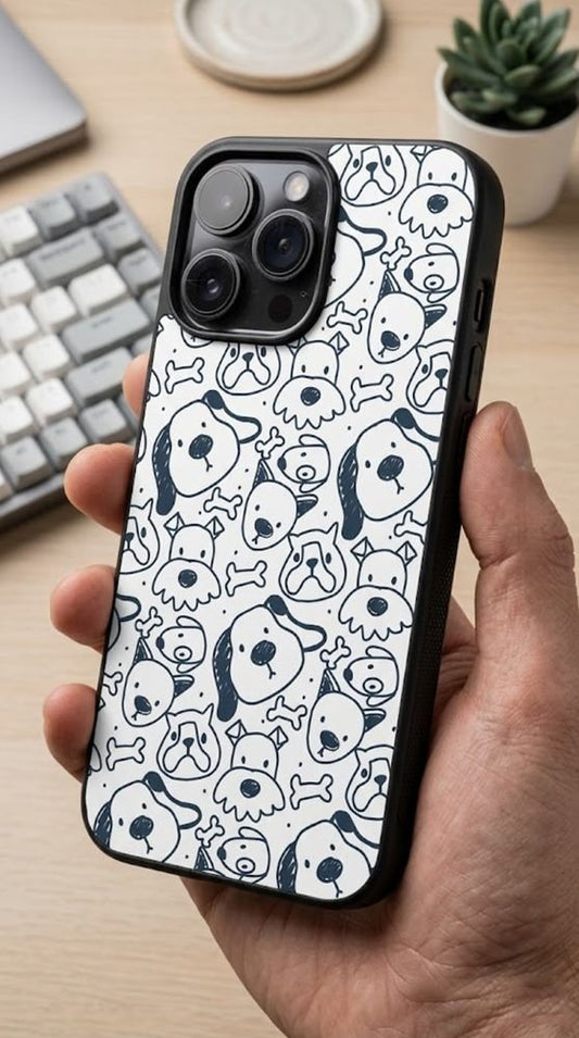 Playful Puppy Pattern Protective Case Compatible with iPhone, Samsung & Google Pixel HG0006