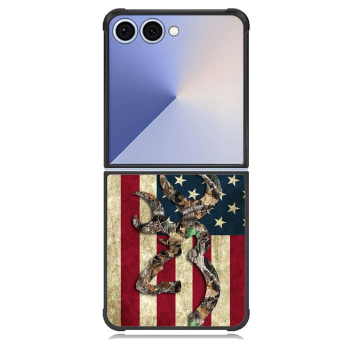 Browning Deer Real Tree Camo USA Flag Samsung Galaxy Z Flip 7 Case BC2264