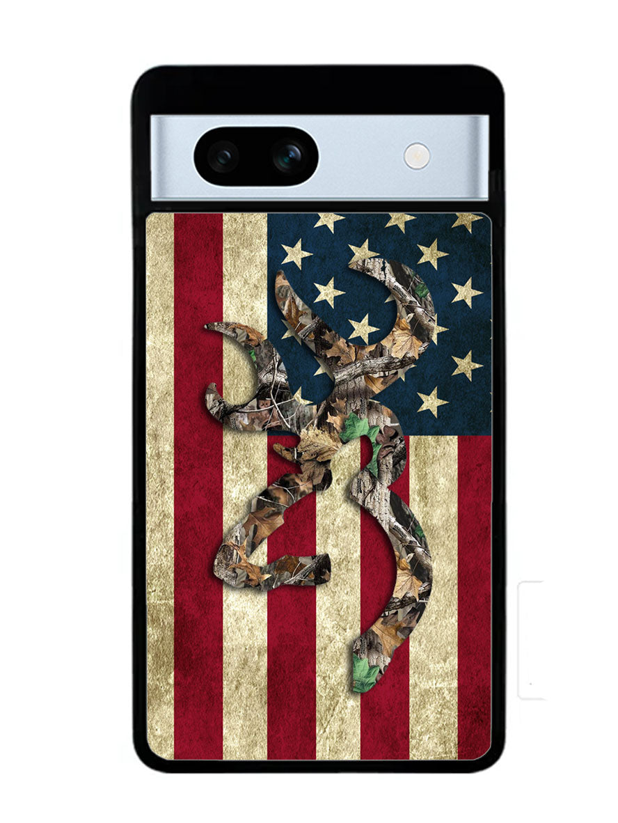 Browning Deer Real Tree Camo USA Flag Google Pixel 7A Case