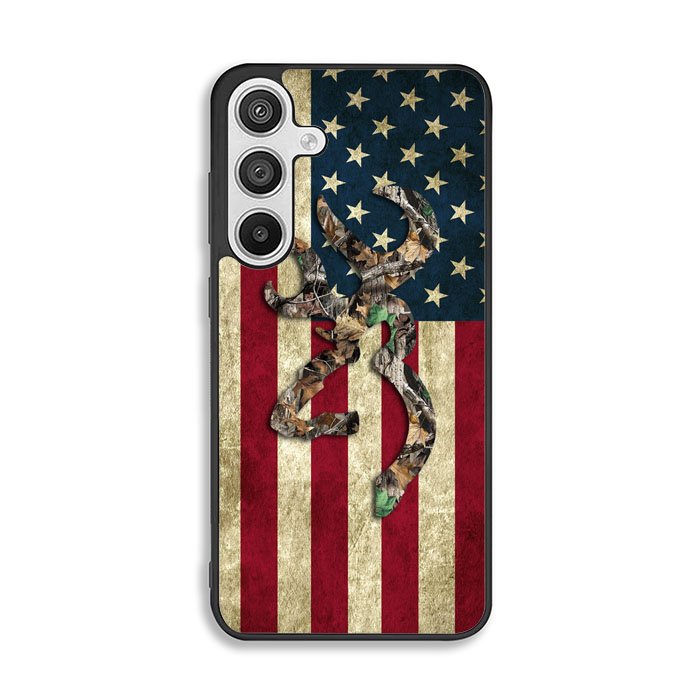 Browning Deer Real Tree Camo USA Flag Samsung Galaxy A26 Case FE1380