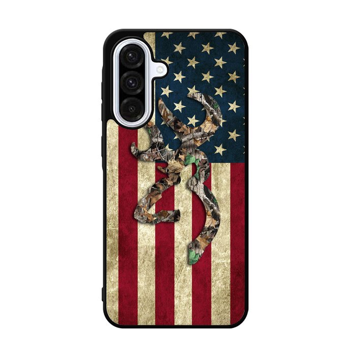 Browning Deer Real Tree Camo USA Flag Samsung Galaxy A36 Case FE7756