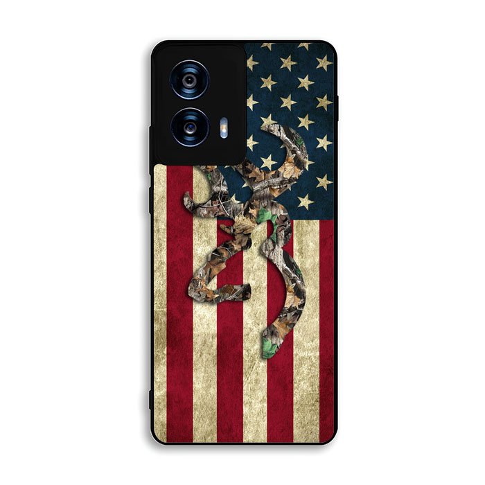 Browning Deer Real Tree Camo USA Flag Motorola Moto G Power 5G 2024 Case FE7756