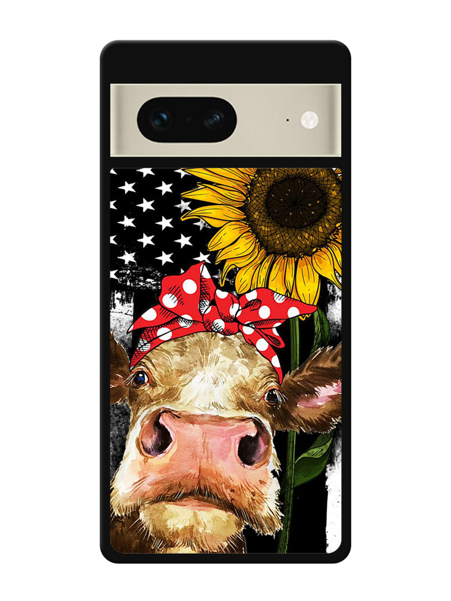 Cow With Tie SuNflower Google Pixel 7 Case