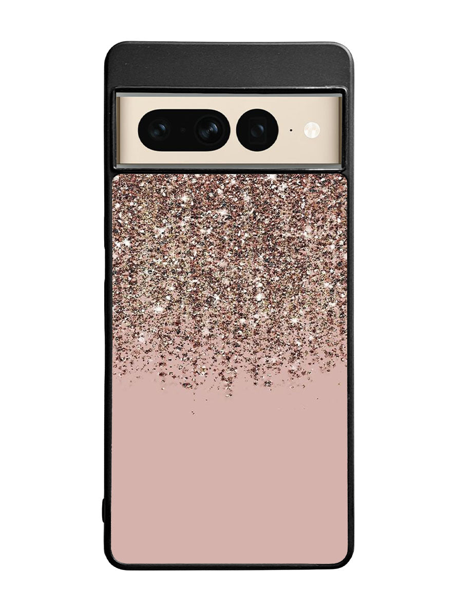 Pink Rose Gold Bronze Glitter Google Pixel 7 Pro Case