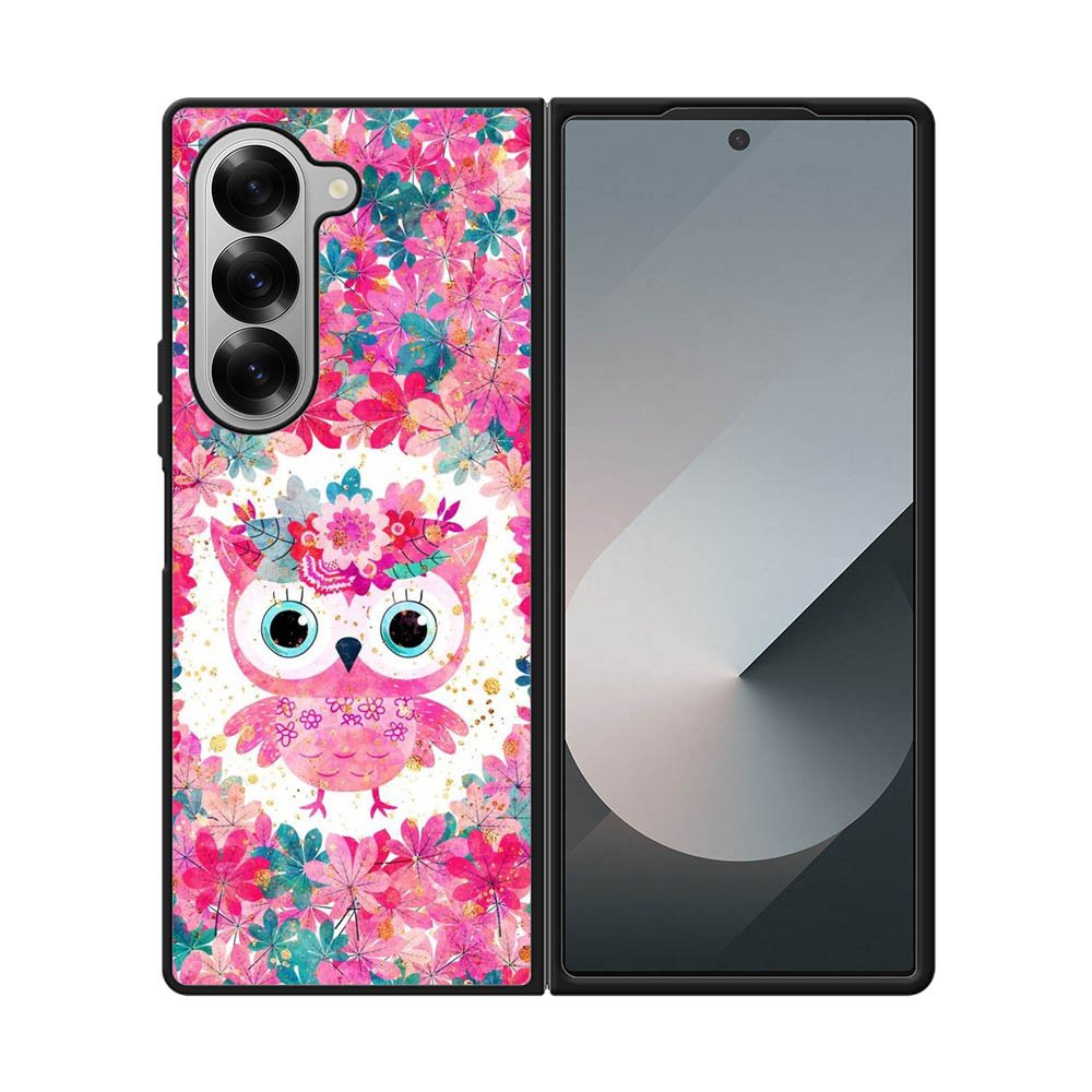 Cute Pink Floral Owl FE0132 Samsung Galaxy Fold 7 5G Case