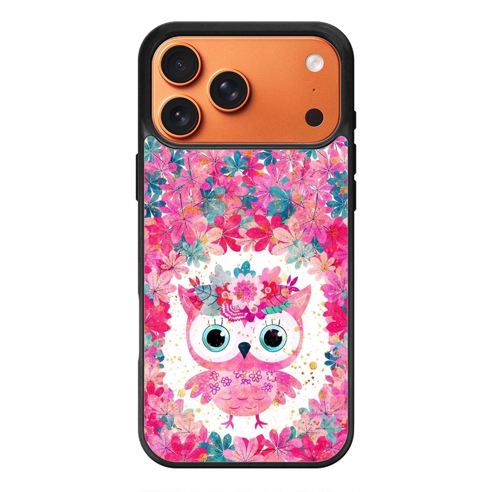 Cute Pink Floral Owl iPhone 17 Pro Max Case FE0195