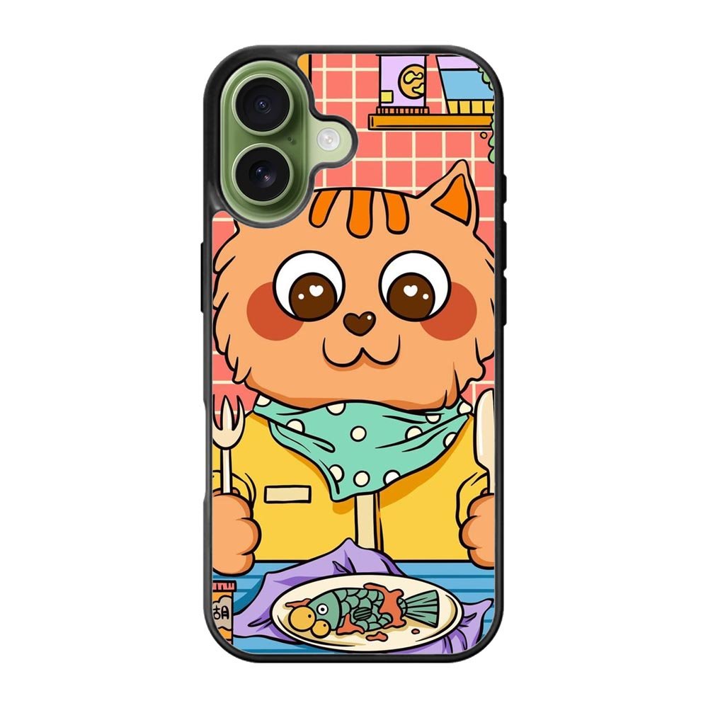 cat eat fish iPhone 17 Case FE0137