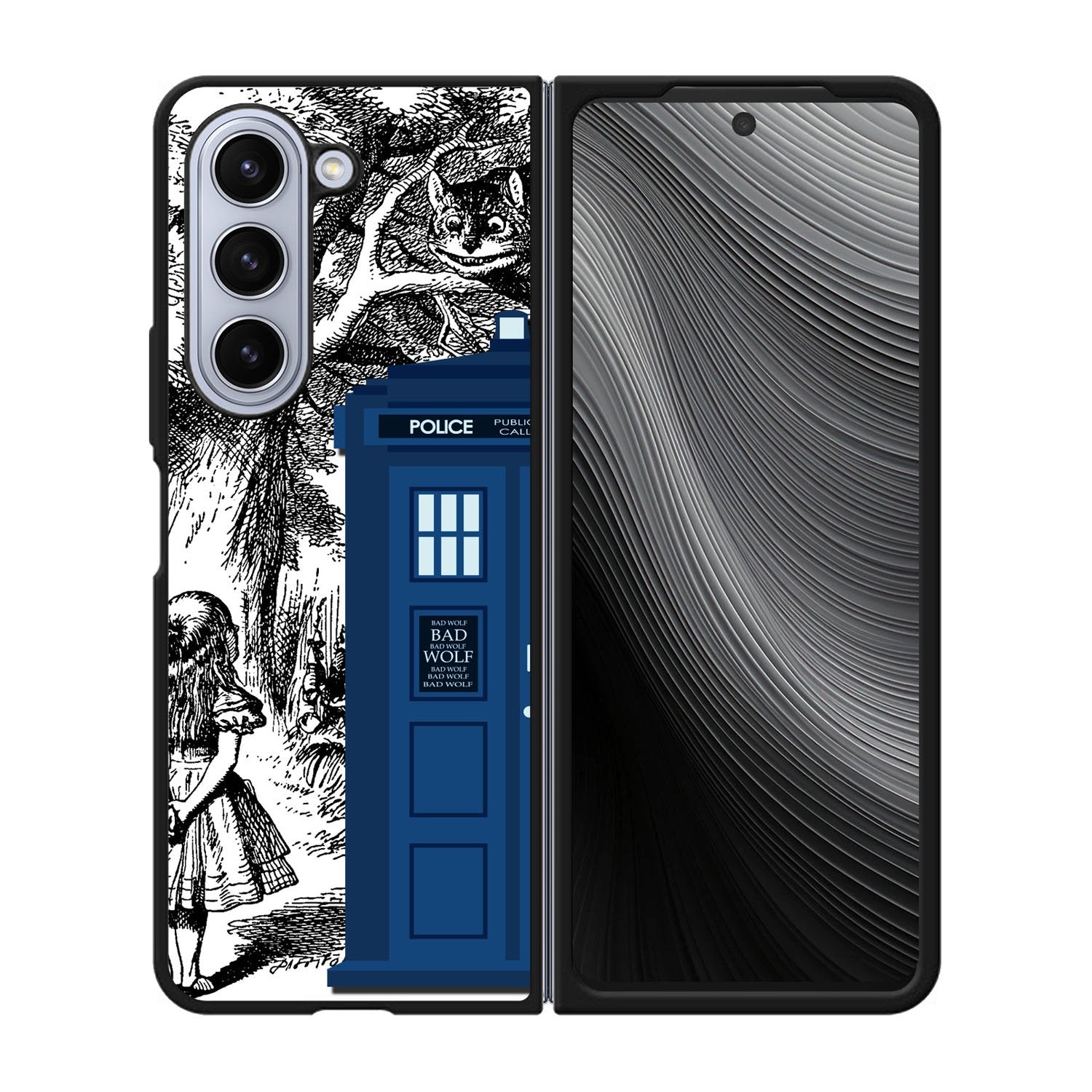 Alice In Wonderland Tardis Case Samsung Galaxy z Fold 5 5G BC2775