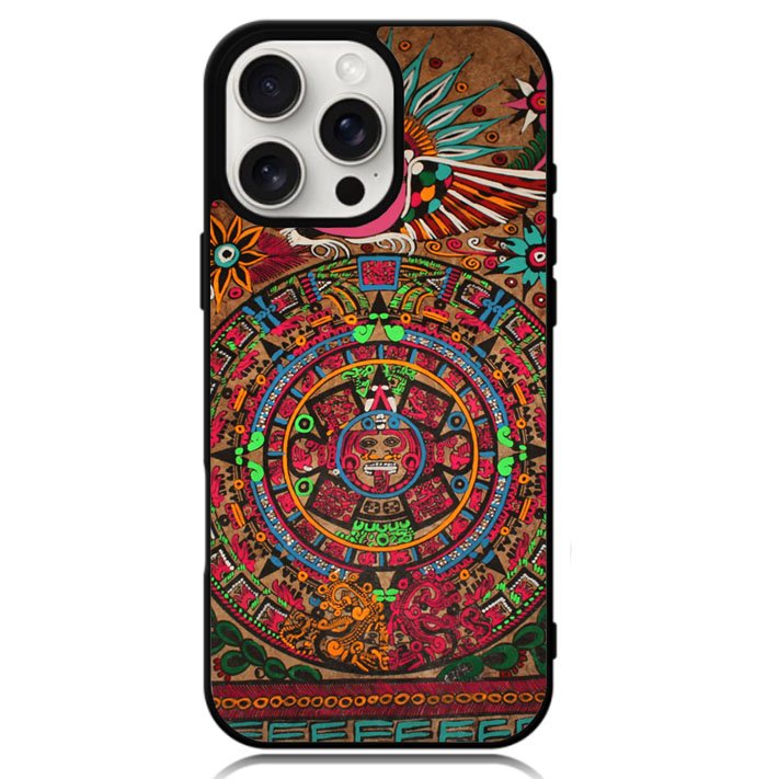 Aztec Calendar Wood Texture Case iPhone 16 Pro BC2761