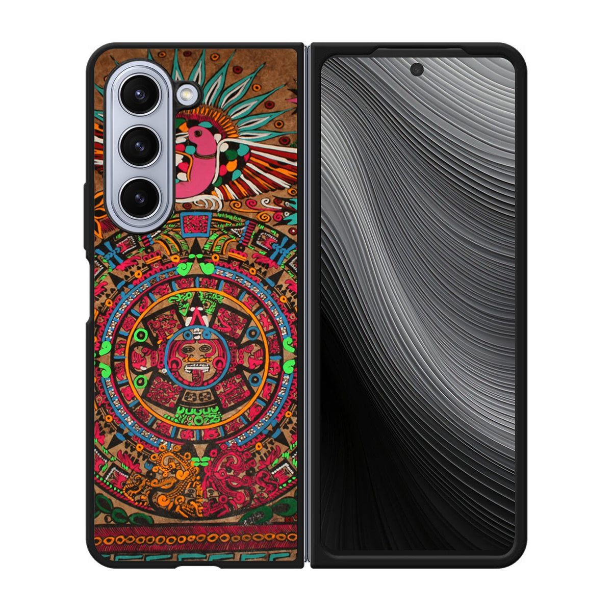 Aztec Calendar Wood Texture Case Samsung Galaxy z Fold 5 5G BC2761