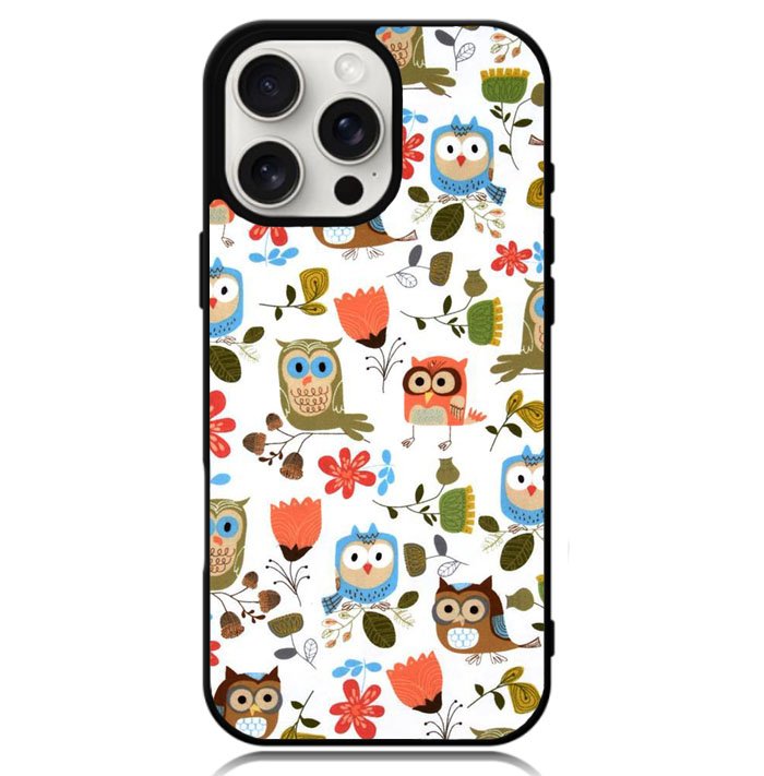 Cute Owl Pattern Case iPhone 16 Pro Max BC2696