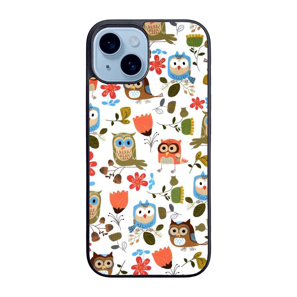 Cute Owl Pattern Case iPhone 15 BC2696