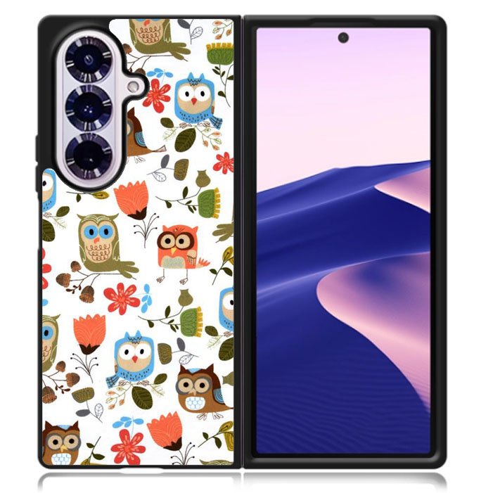 Cute Owl Pattern Samsung Galaxy Z Fold 7 5G Case BC2696