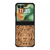 Stylized Aztec Calendar Wood Motorola Moto RAZR 2025 Case FE0601