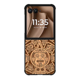Stylized Aztec Calendar Wood Motorola Moto RAZR Plus 2025 Case FE0601
