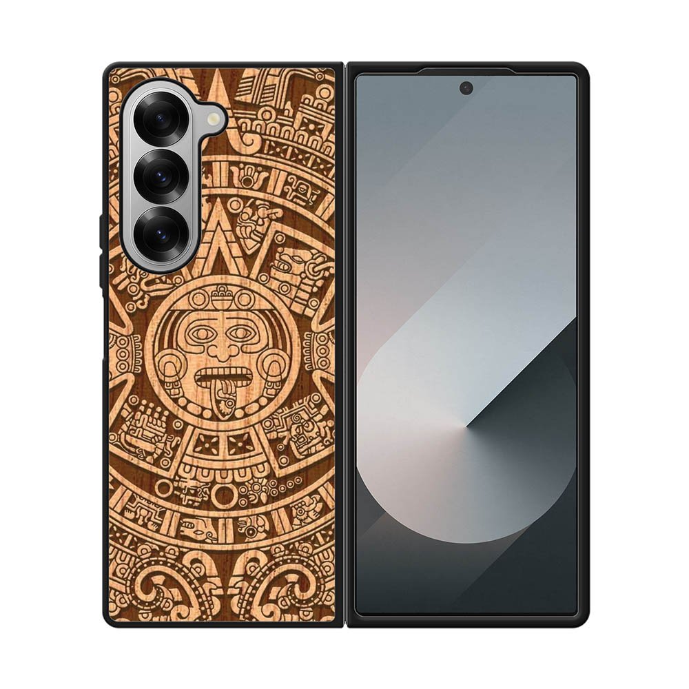 Stylized Aztec Calendar Wood Samsung Galaxy Z Fold 7 5G Case FE0601