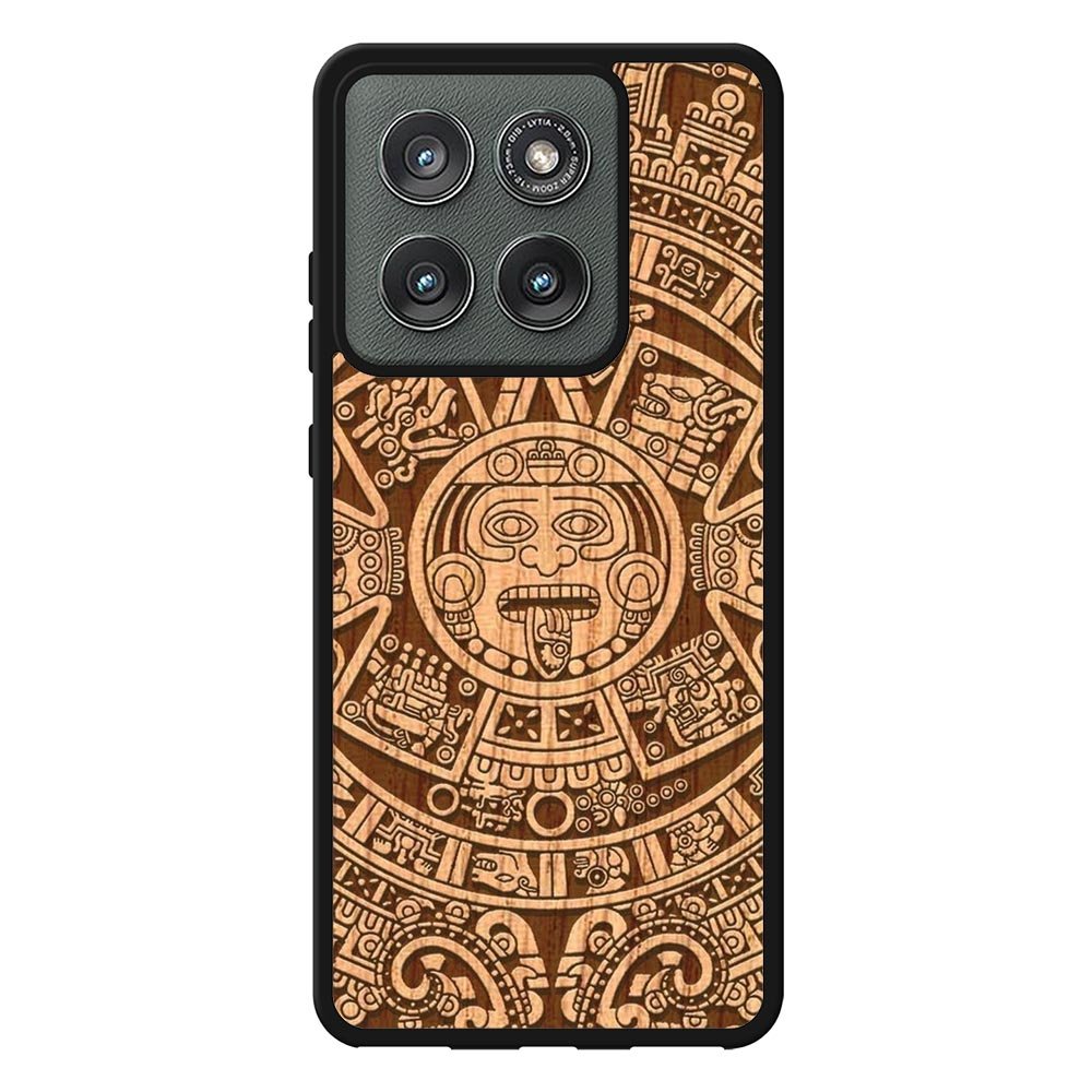 Stylized Aztec Calendar Wood Motorola Moto Edge 2025 Case FE0601