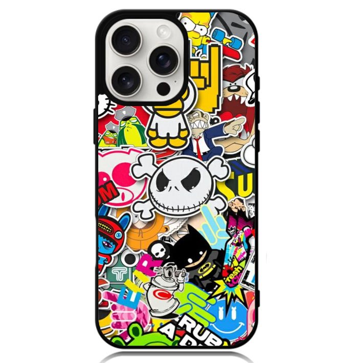 Stickerbomb Graffiti Art Collage Cool Case iPhone 16 Pro Max BC2596