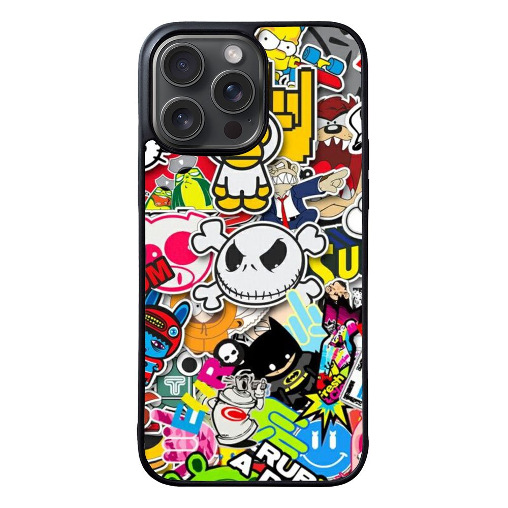 Stickerbomb Graffiti Art Collage Cool Case iPhone 15 Pro Max BC2596